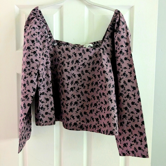 Madewell Seersucker Square-Neck Top in Floral Fig, US Women's Size L - Picture 2 of 7